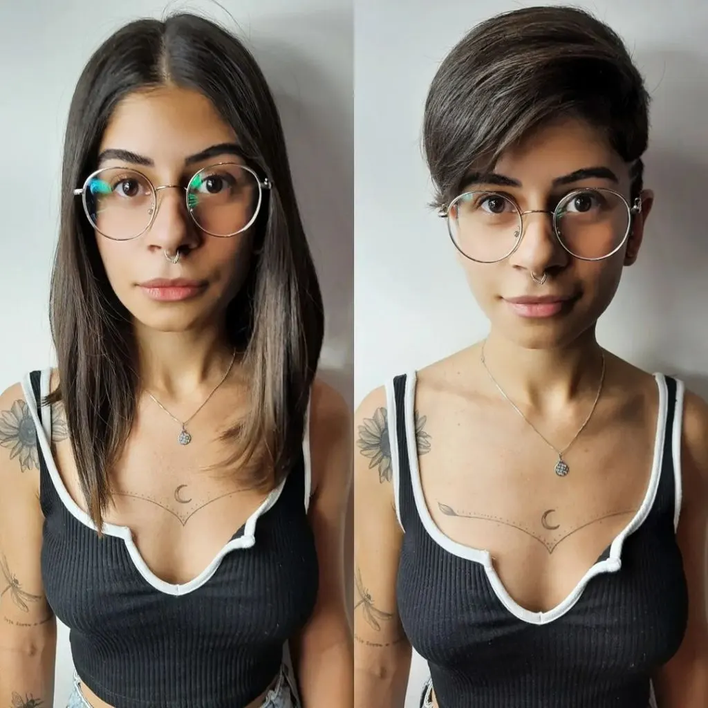 asymmetrical pixie cut for thick hair
