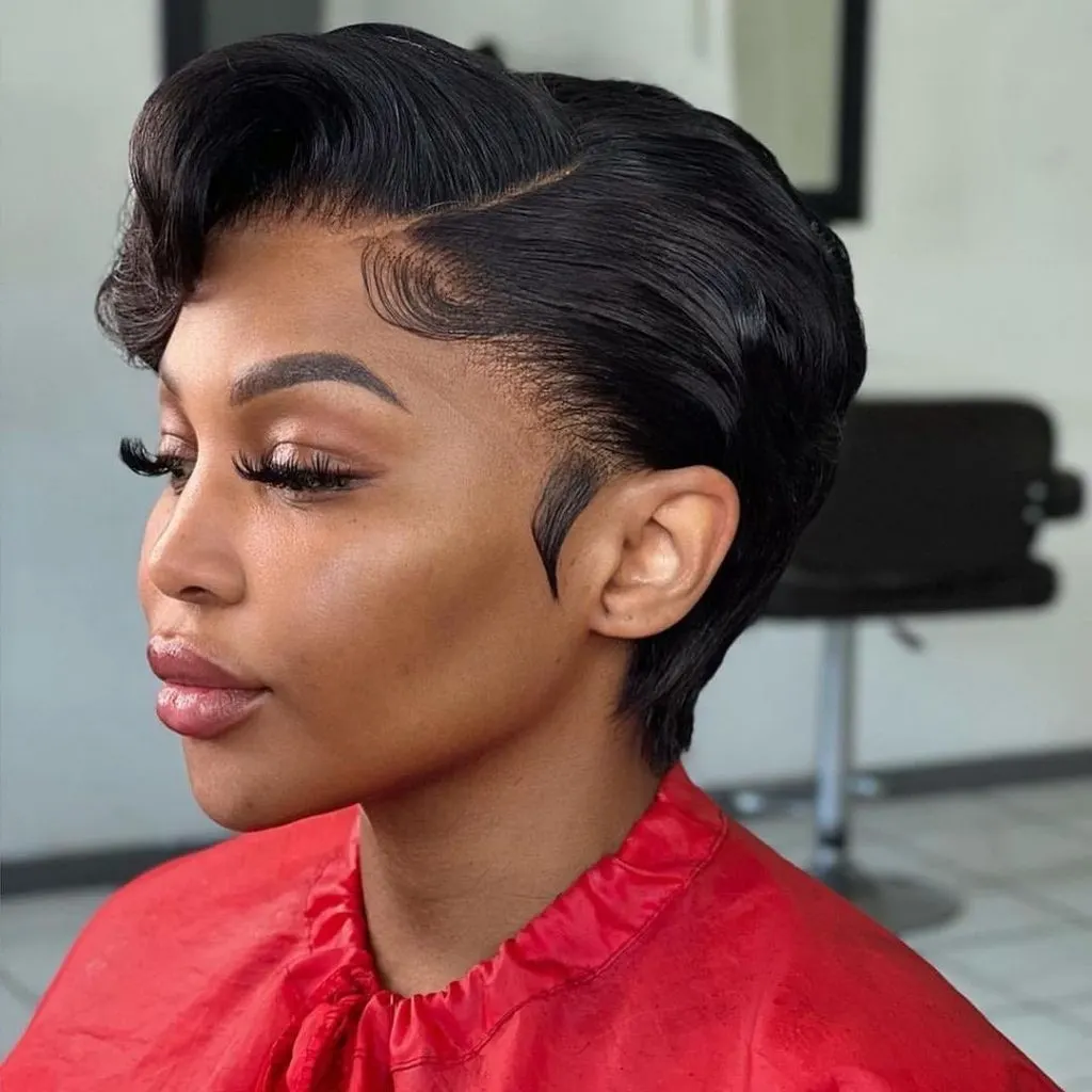 asymmetrical pixie cut with snatched edges