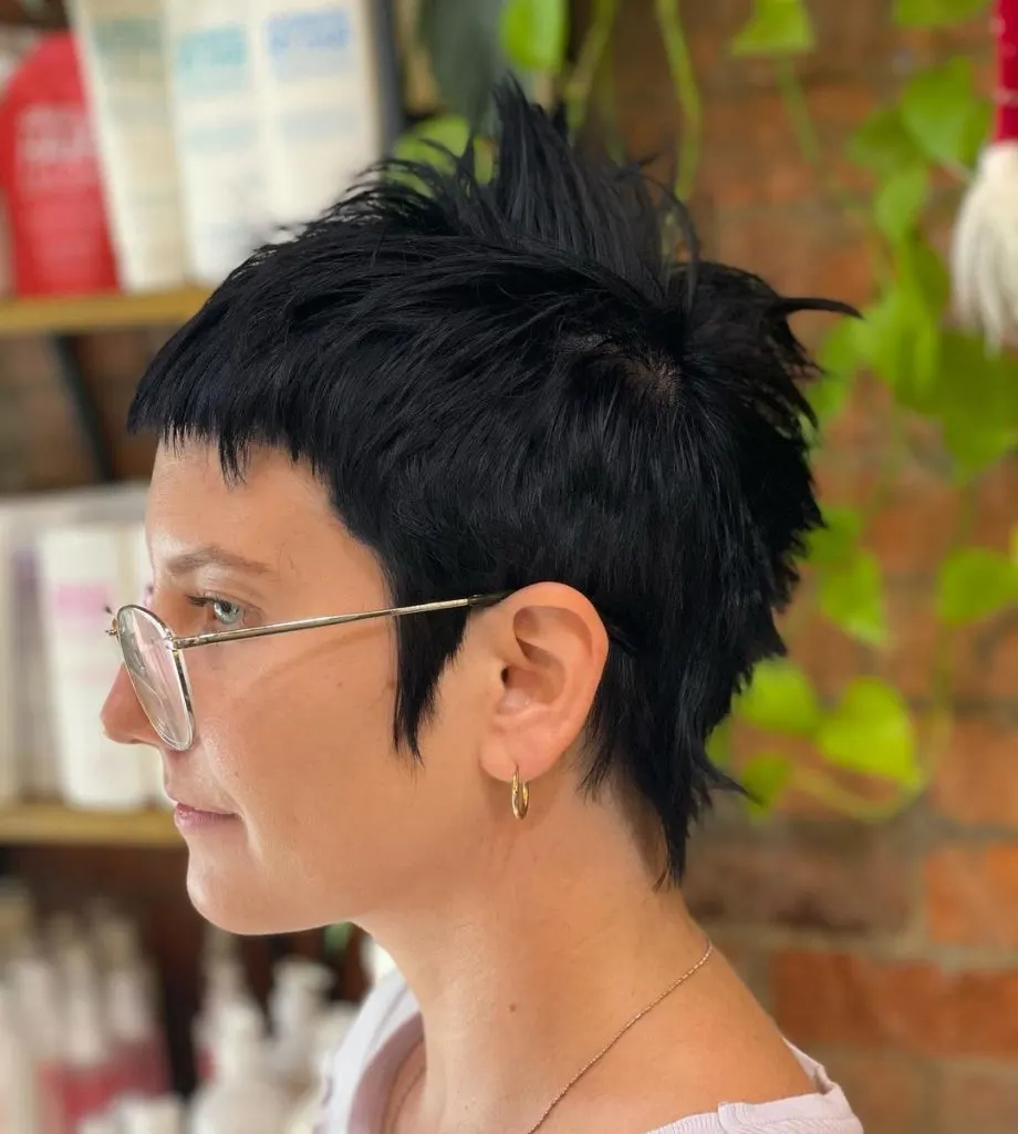 black edgy choppy pixie cut