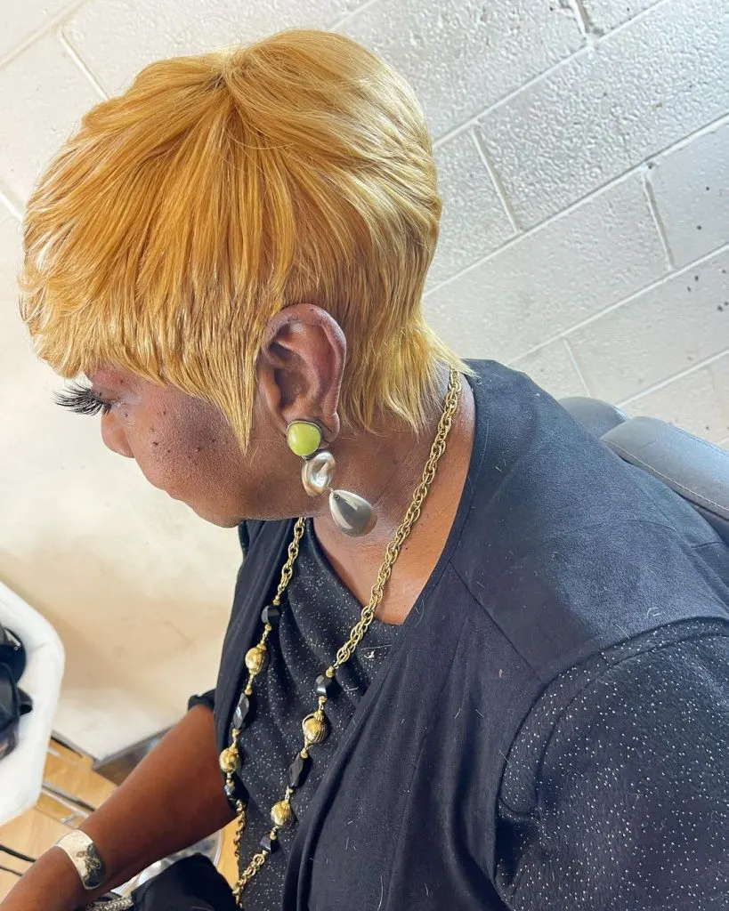 blonde textured pixie cut on african american hair