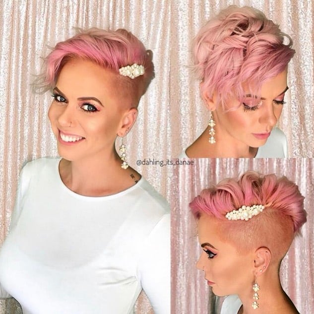 buzz and curls pink pixie cut