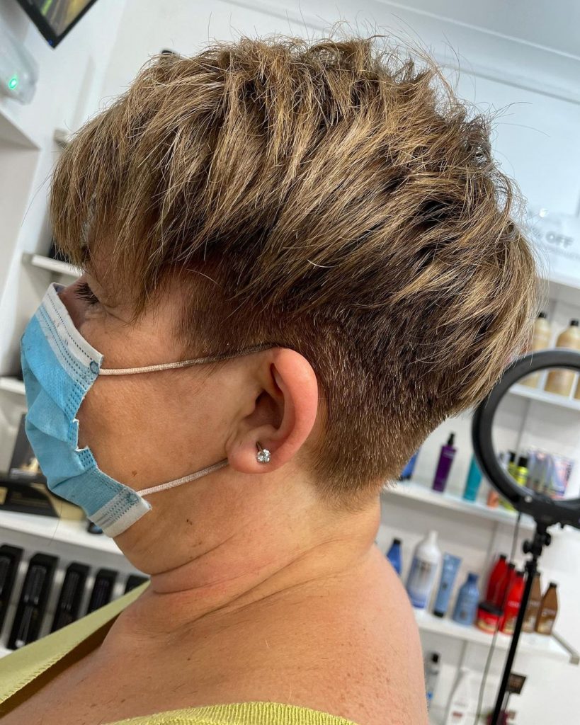 choppy pixie cut for thick hair with tapered neck