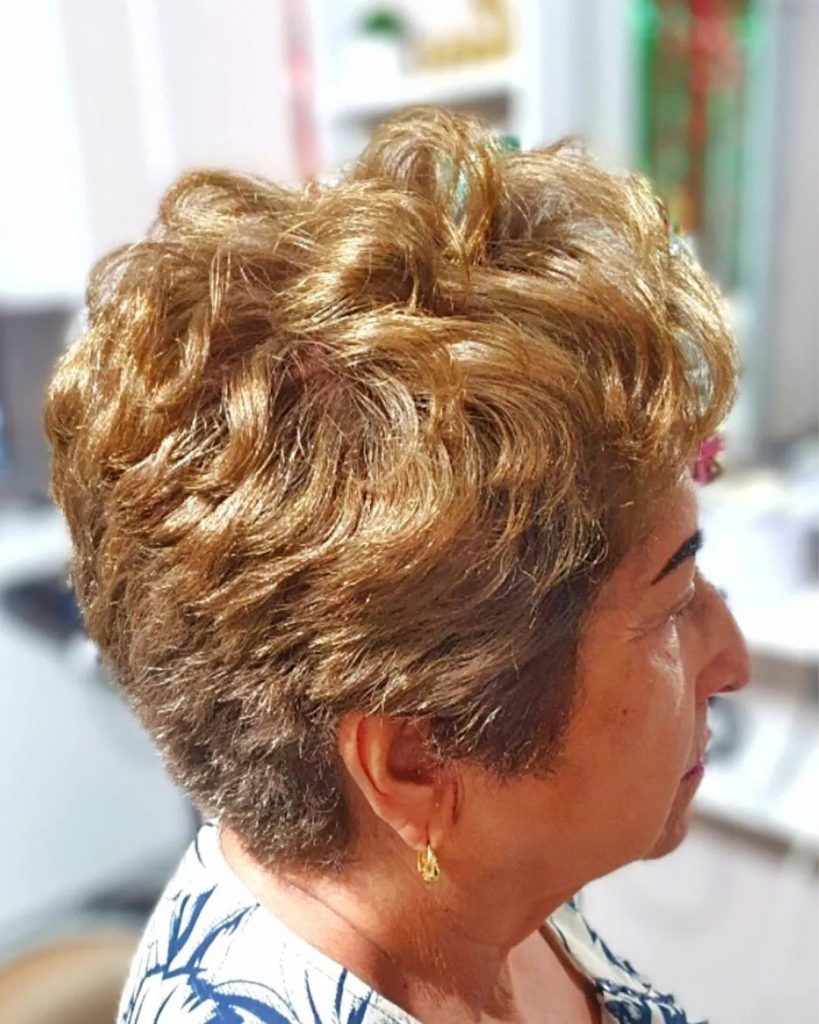 curly low maintenance pixie cut for older ladies with thin hair