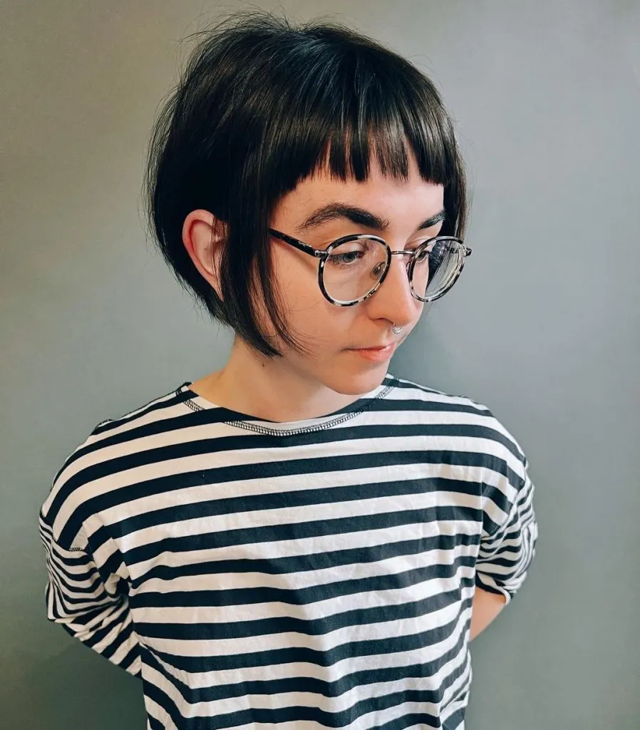 funky inverted bob with bangs