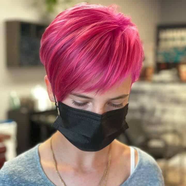 hot pink pixie cut