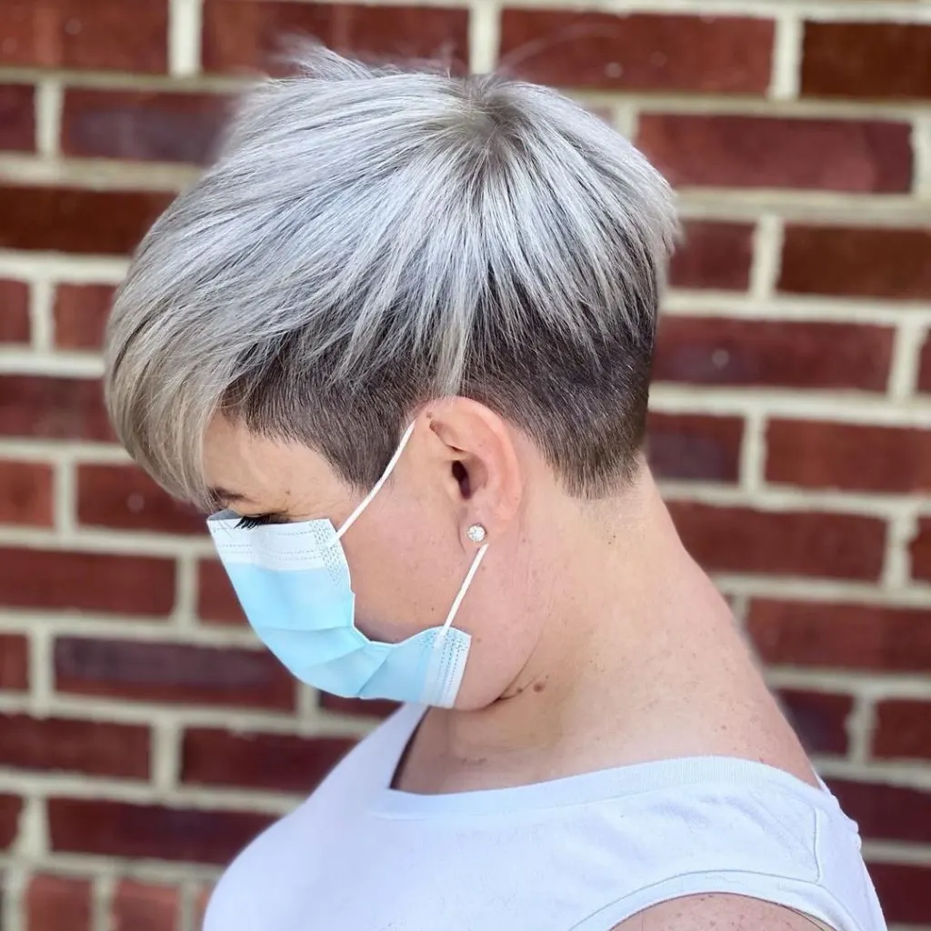 icy blonde choppy pixie cut