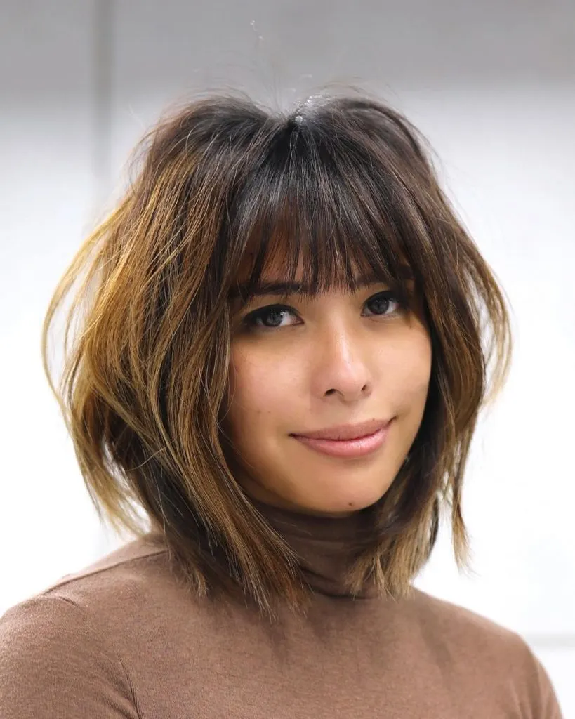 inverted bob with bangs and layers