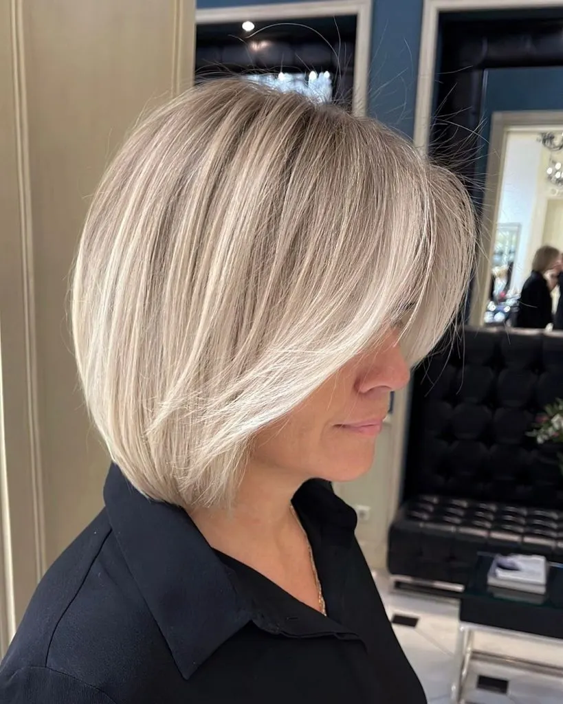 inverted bob with side swept bangs