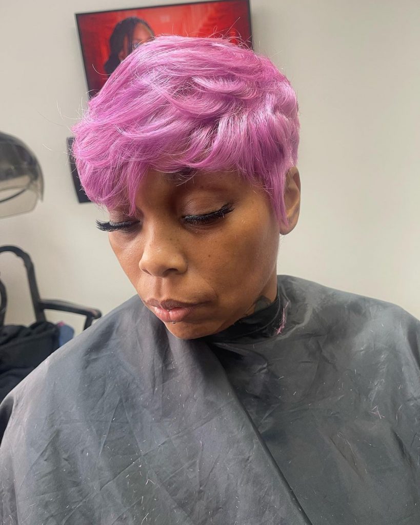 lavender choppy pixie cut for thick hair