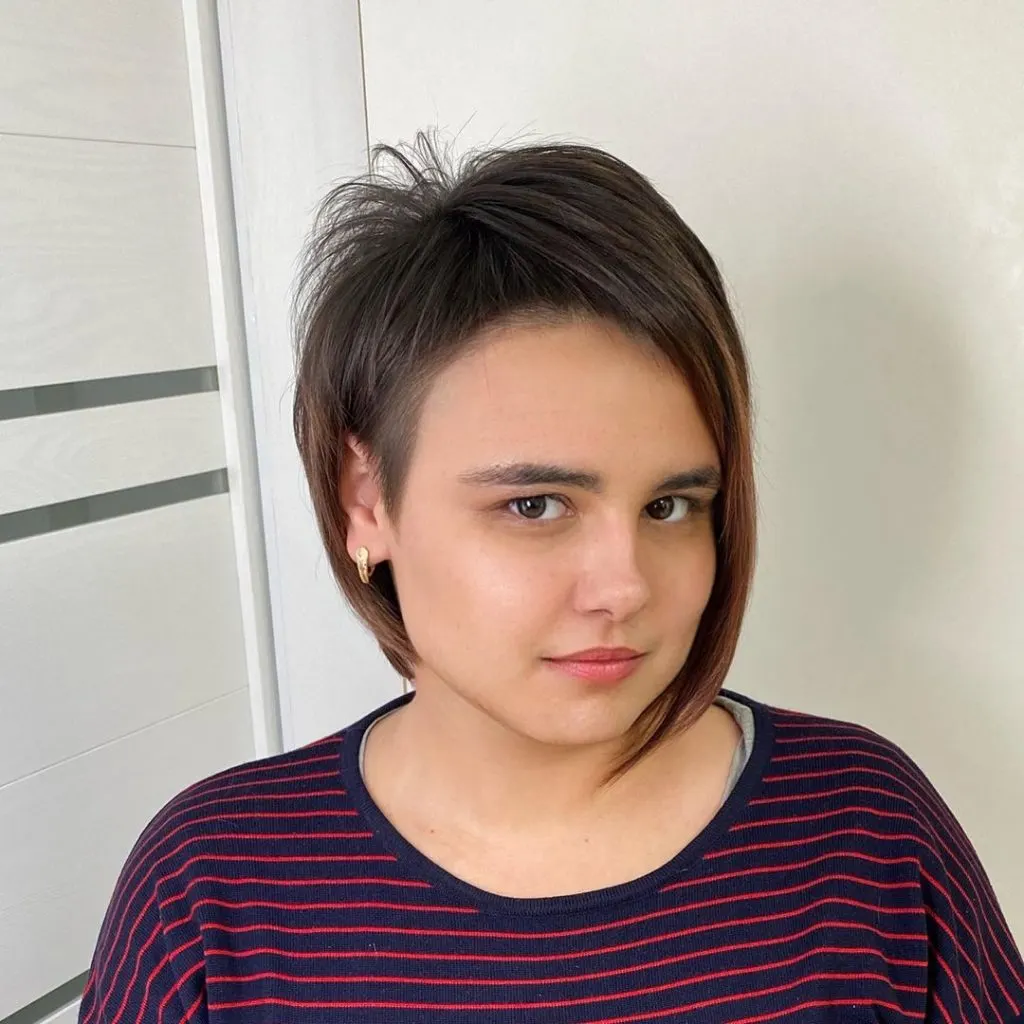 long pixie cut with baby bangs