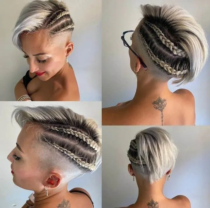 long pixie cut with bangs and braids
