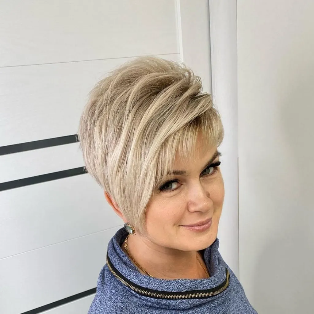 long pixie cut with bangs for thick hair