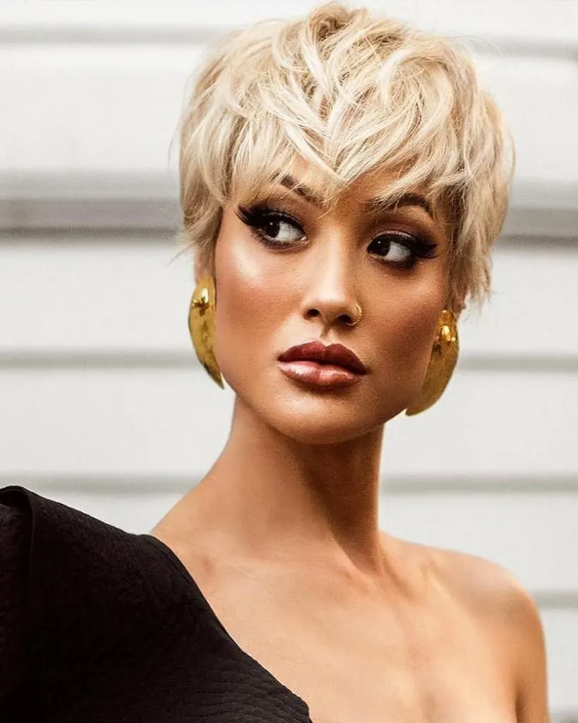 long pixie cut with choppy bangs for thick hair