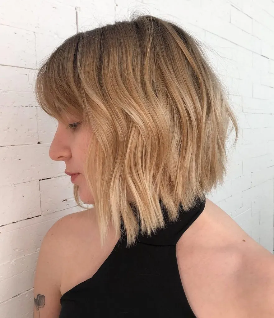 longer inverted bob with bangs