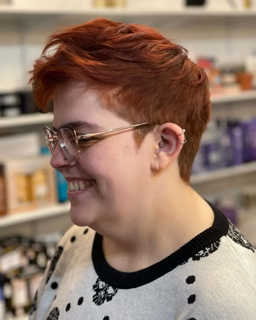 low maintenance ginger pixie cut for thin hair