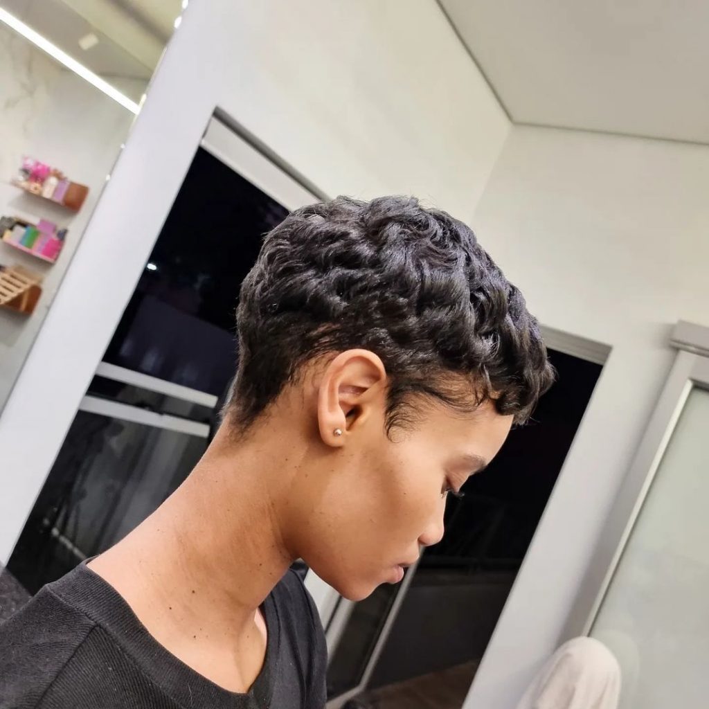 low maintenance pixie cut for thin curly african american hair