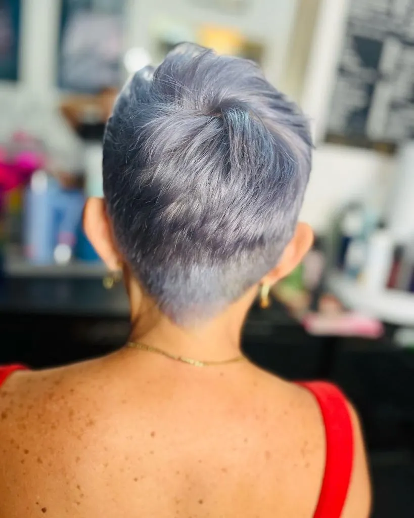low maintenance pixie cut for thin hair with v-shaped neck hairline