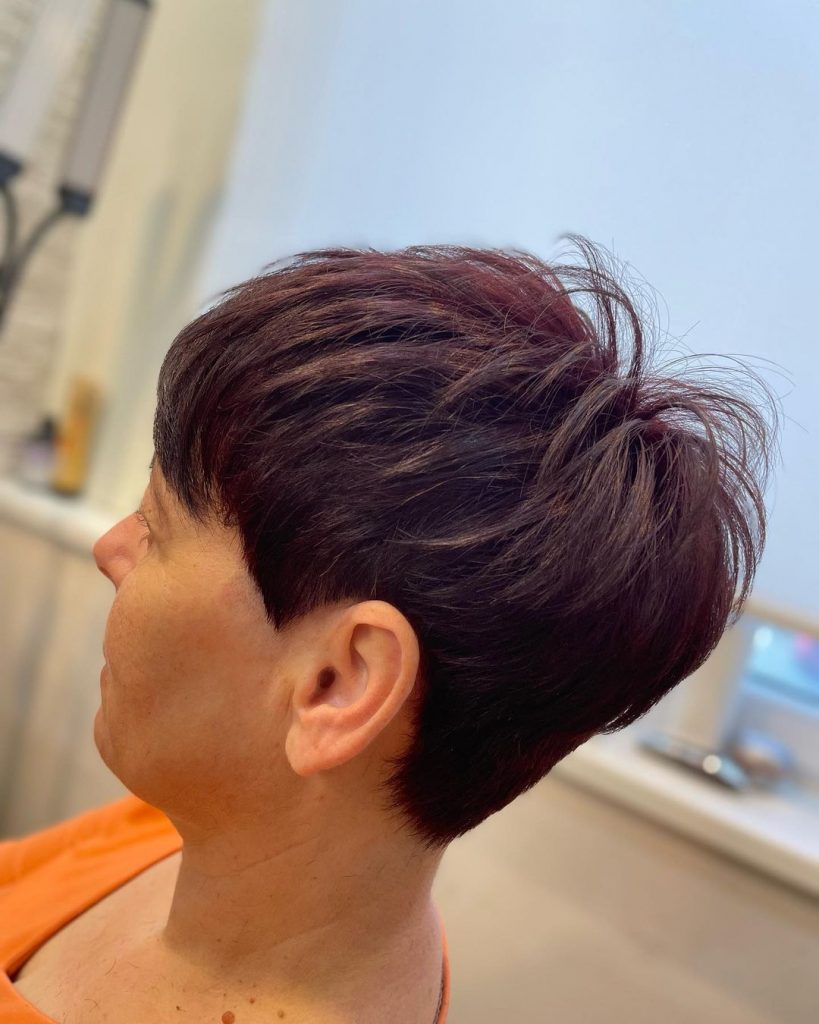 low maintenance violet pixie cut for thin hair