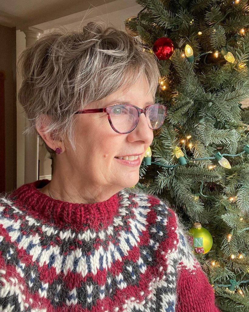 medium length pixie cut for older ladies with glasses