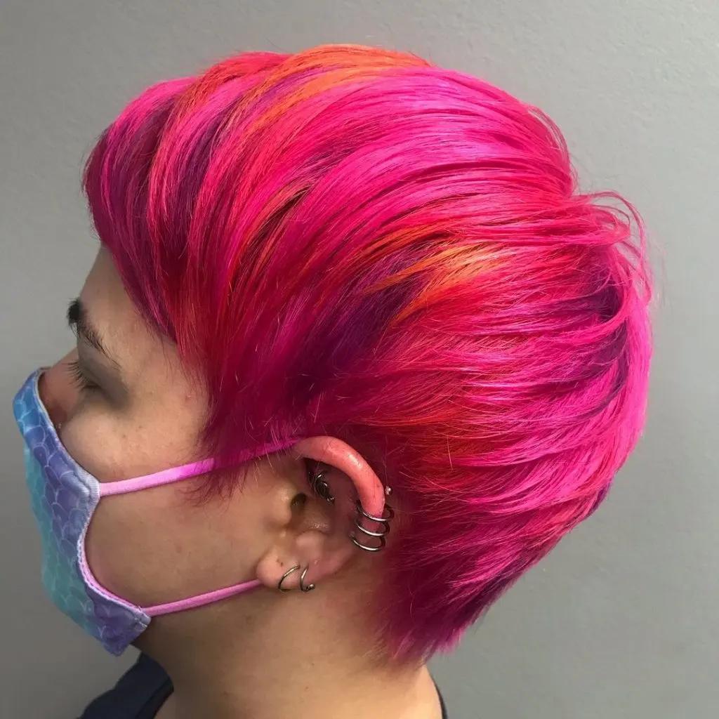 multitonal pink pixie cut
