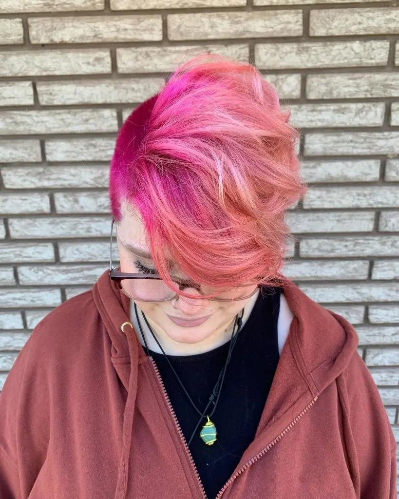pink pixie cut for thick hair