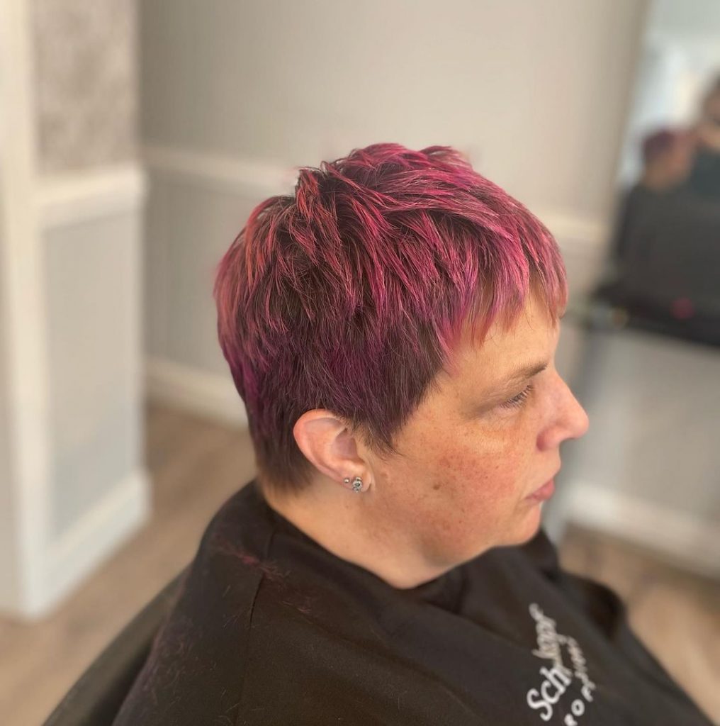pink pixie cut for women over 50
