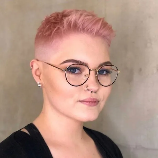 pink pixie cut with fade