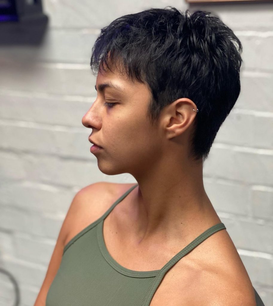 pixie cut with choppy ends