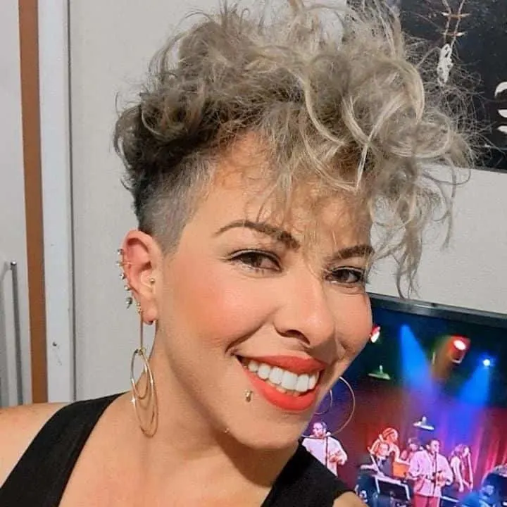 pixie cut with edgy curly mohawk