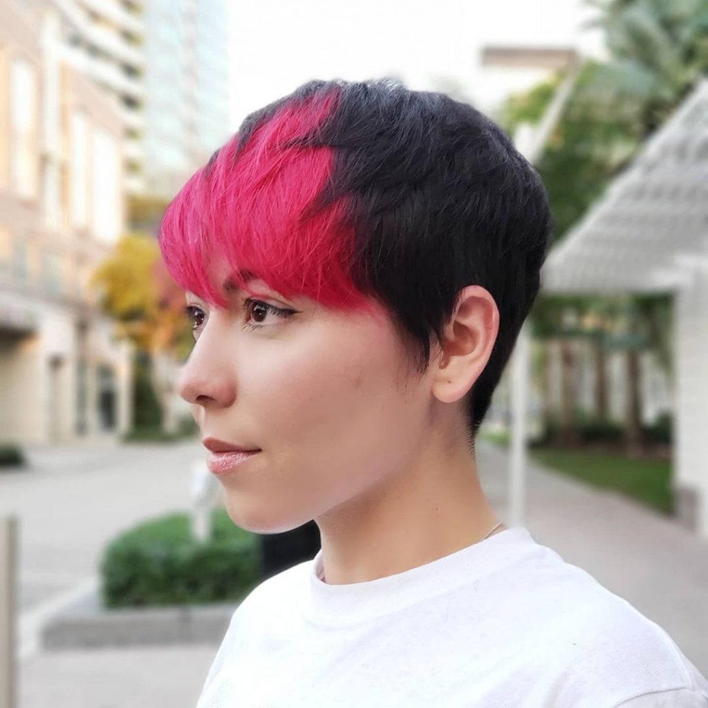pixie cut with pink tips