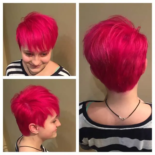 neon pink pixie cut