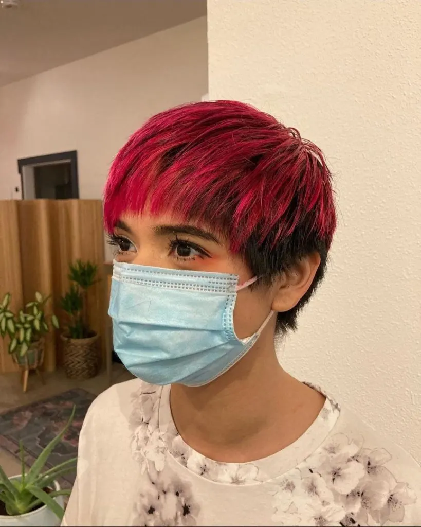 red pink pixie cut