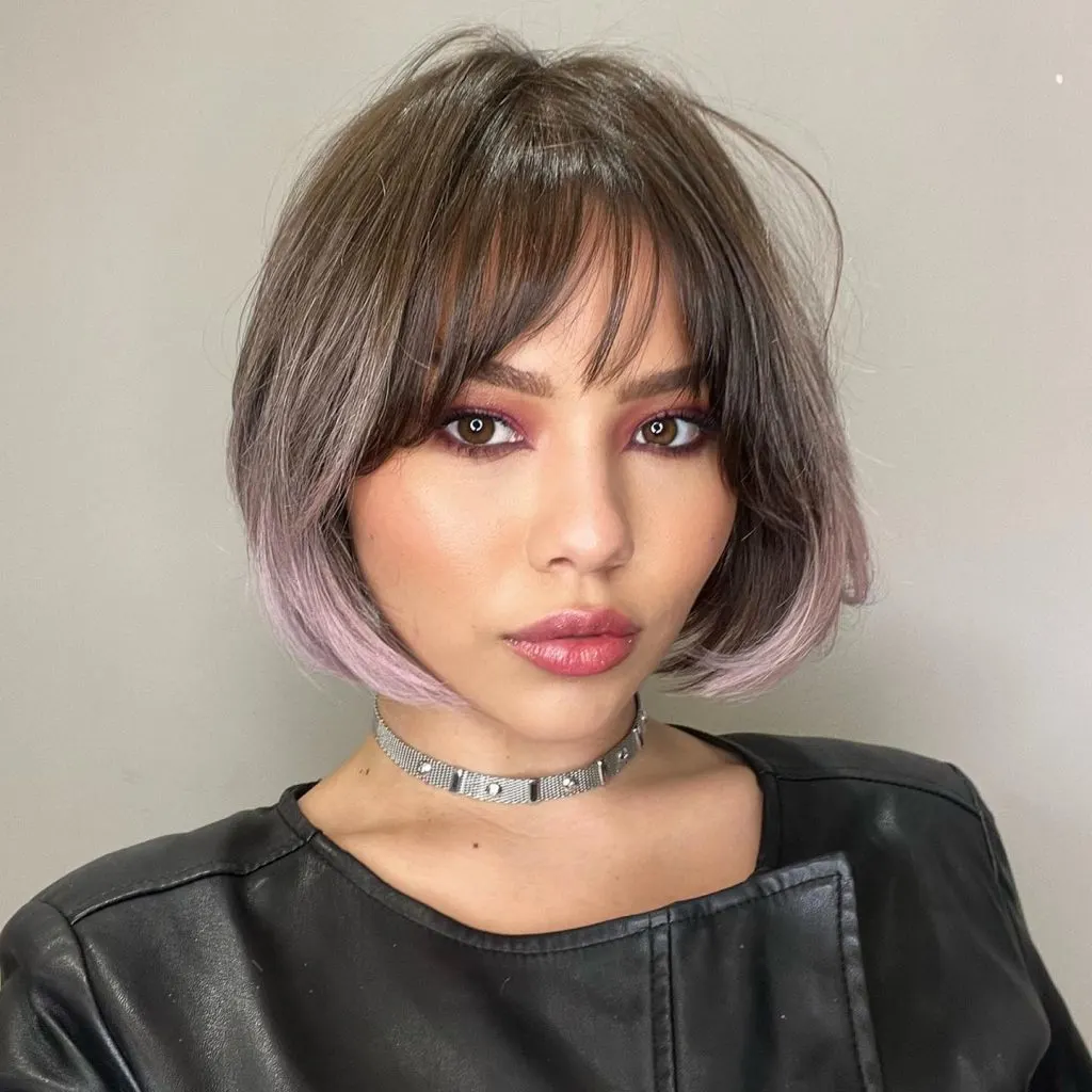 rounded bob with bangs