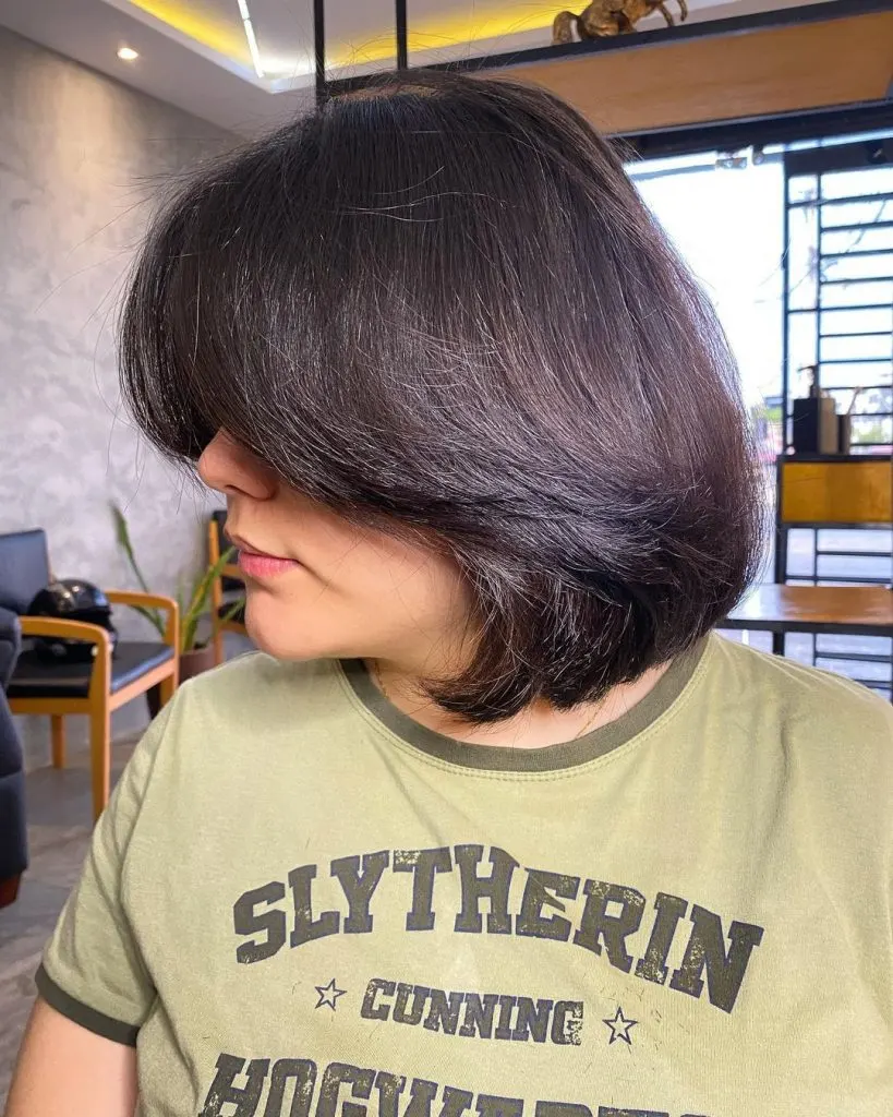 rounded long bob with bangs