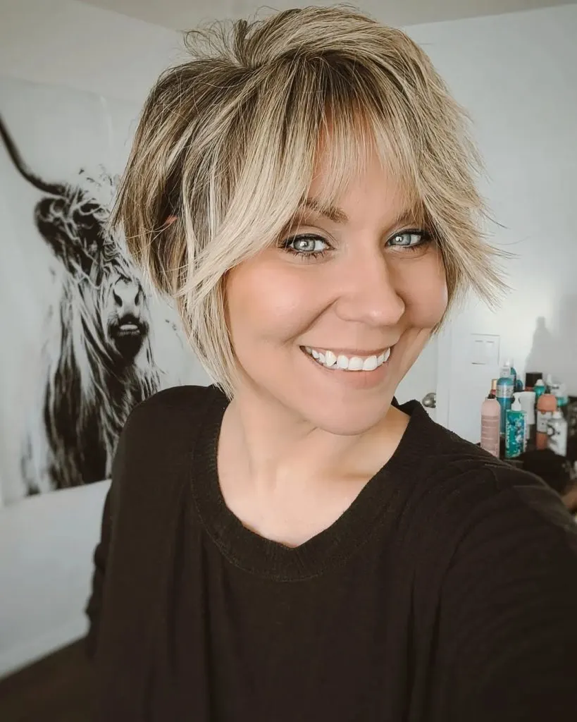shaggy long pixie cut with bangs