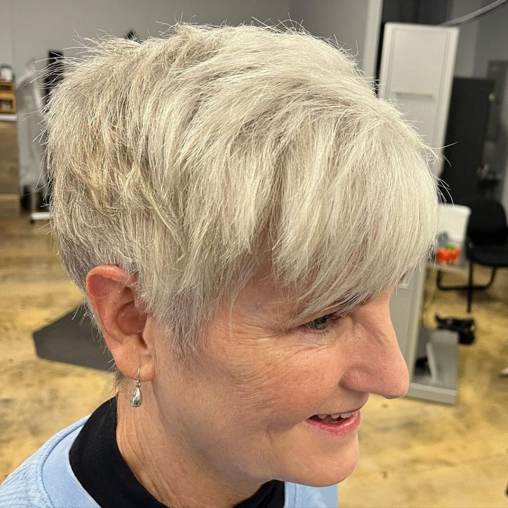 short gray choppy pixie cut for thick hair