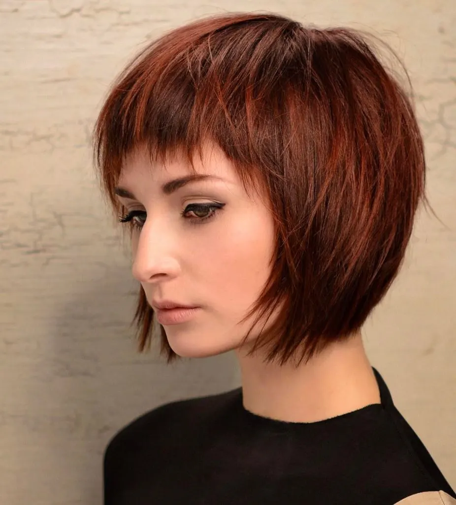 short inverted bob with bangs and layers