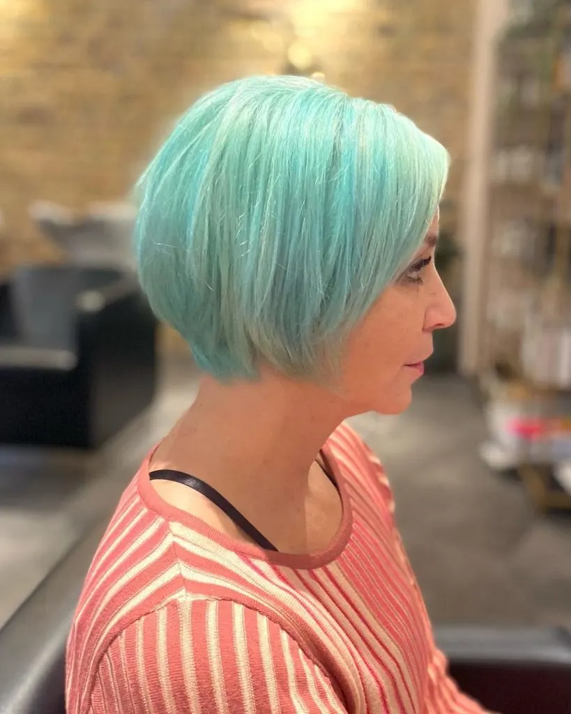 short inverted bob with side swept bangs