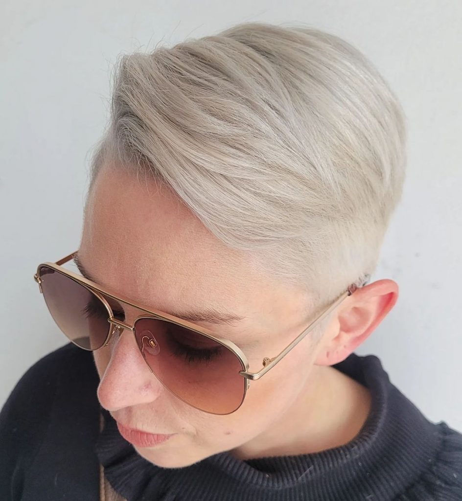 side-swept low maintenance pixie cut for thin hair