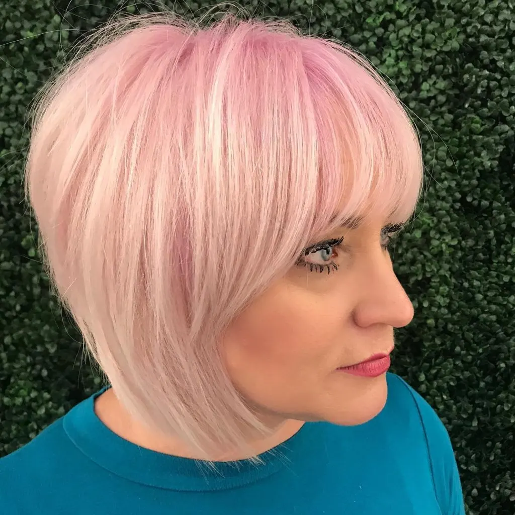 stacked inverted bob with bangs