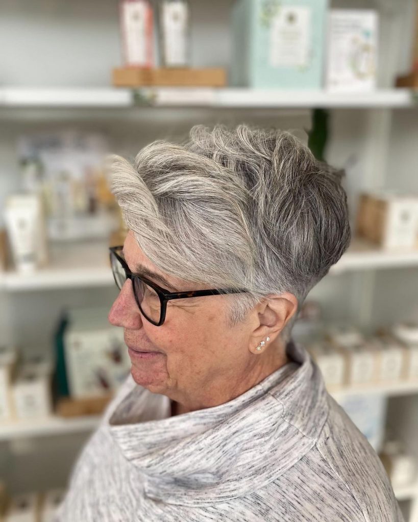 textured pixie cut for gray hair