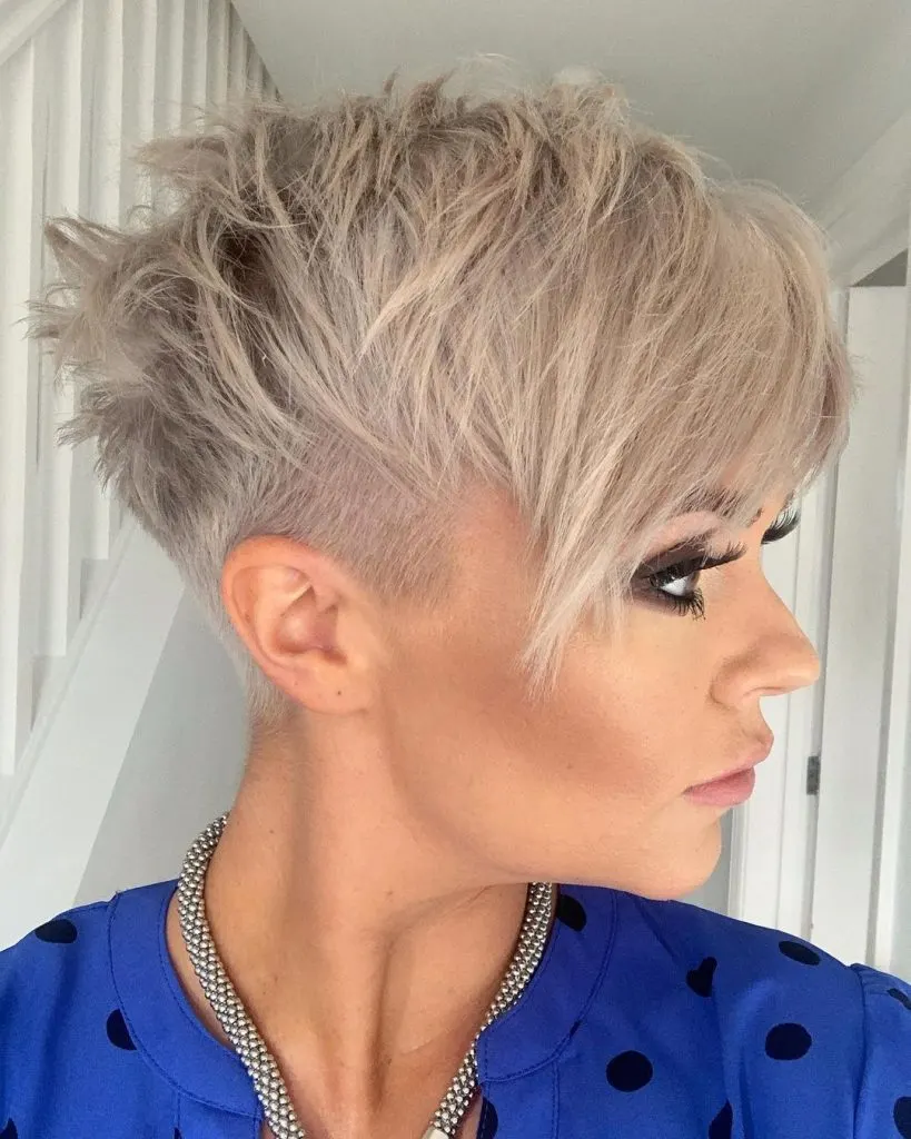 textured pixie cut with bangs