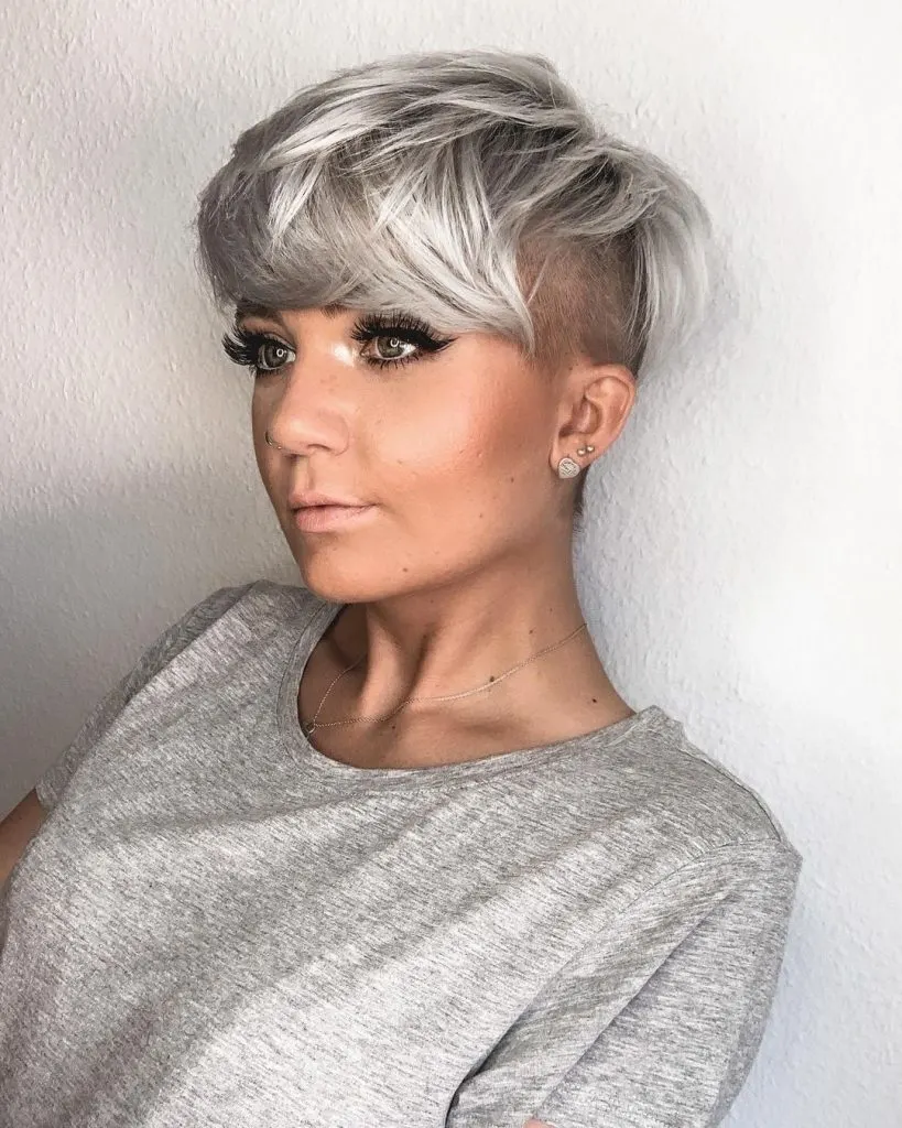 textured pixie with shaved sides