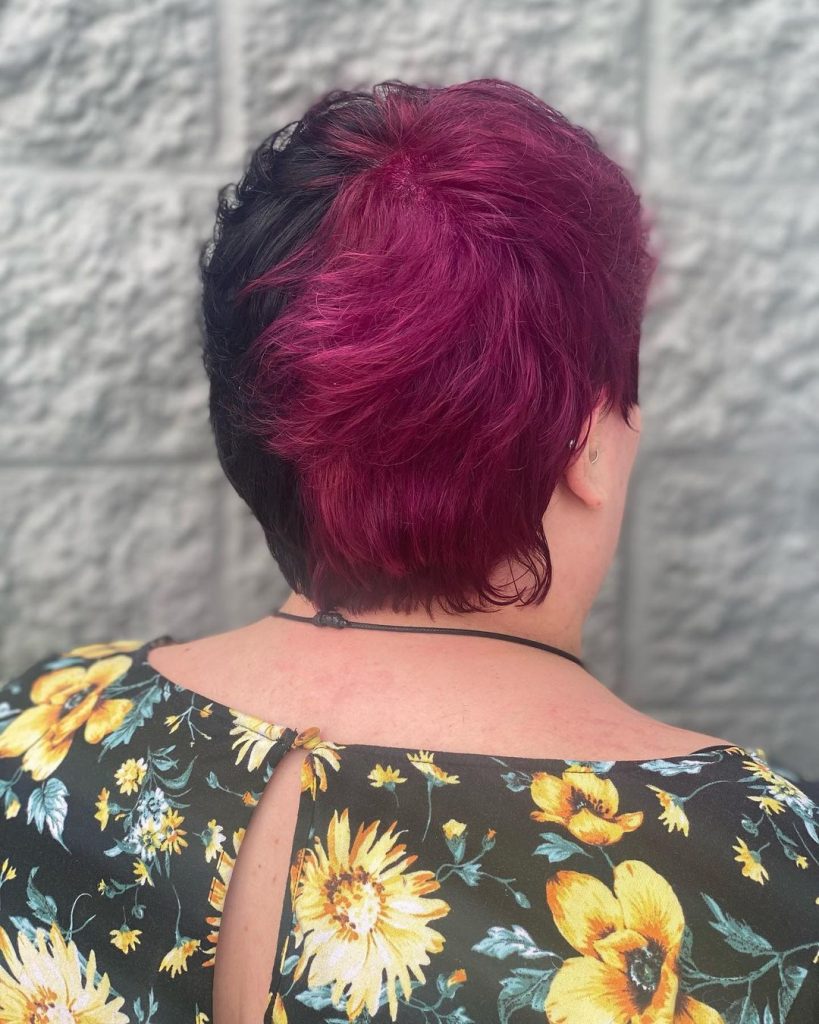 two colored choppy pixie cut
