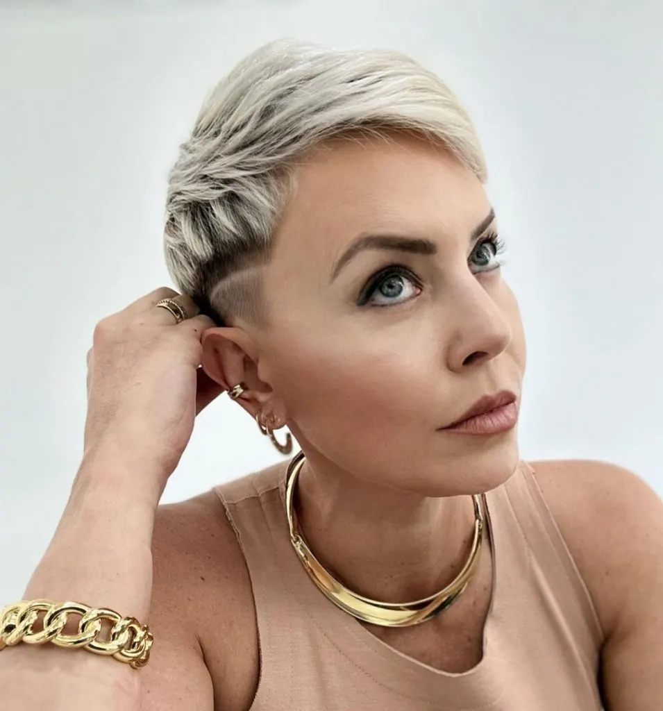 very short asymmetrical pixie cut