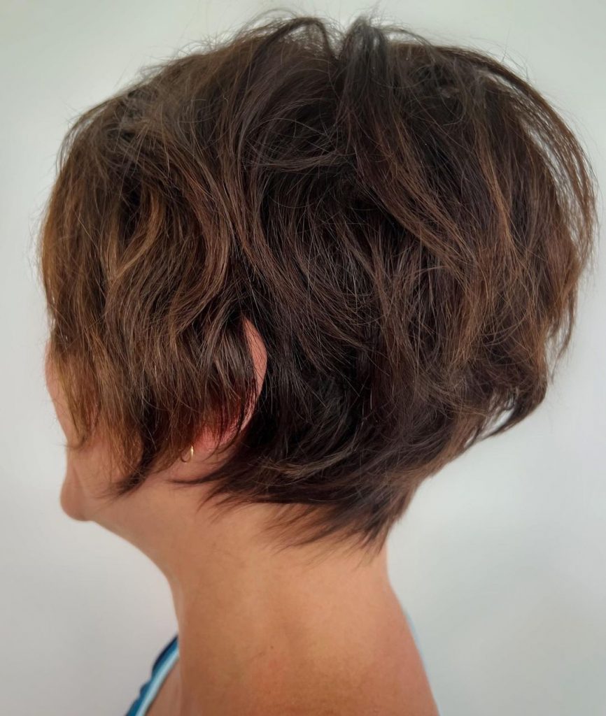 wavy long pixie cut with bangs
