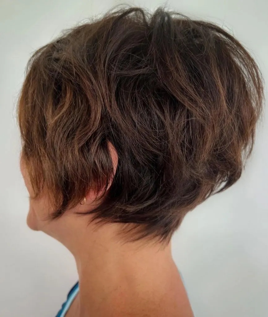 wavy long pixie cut with bangs