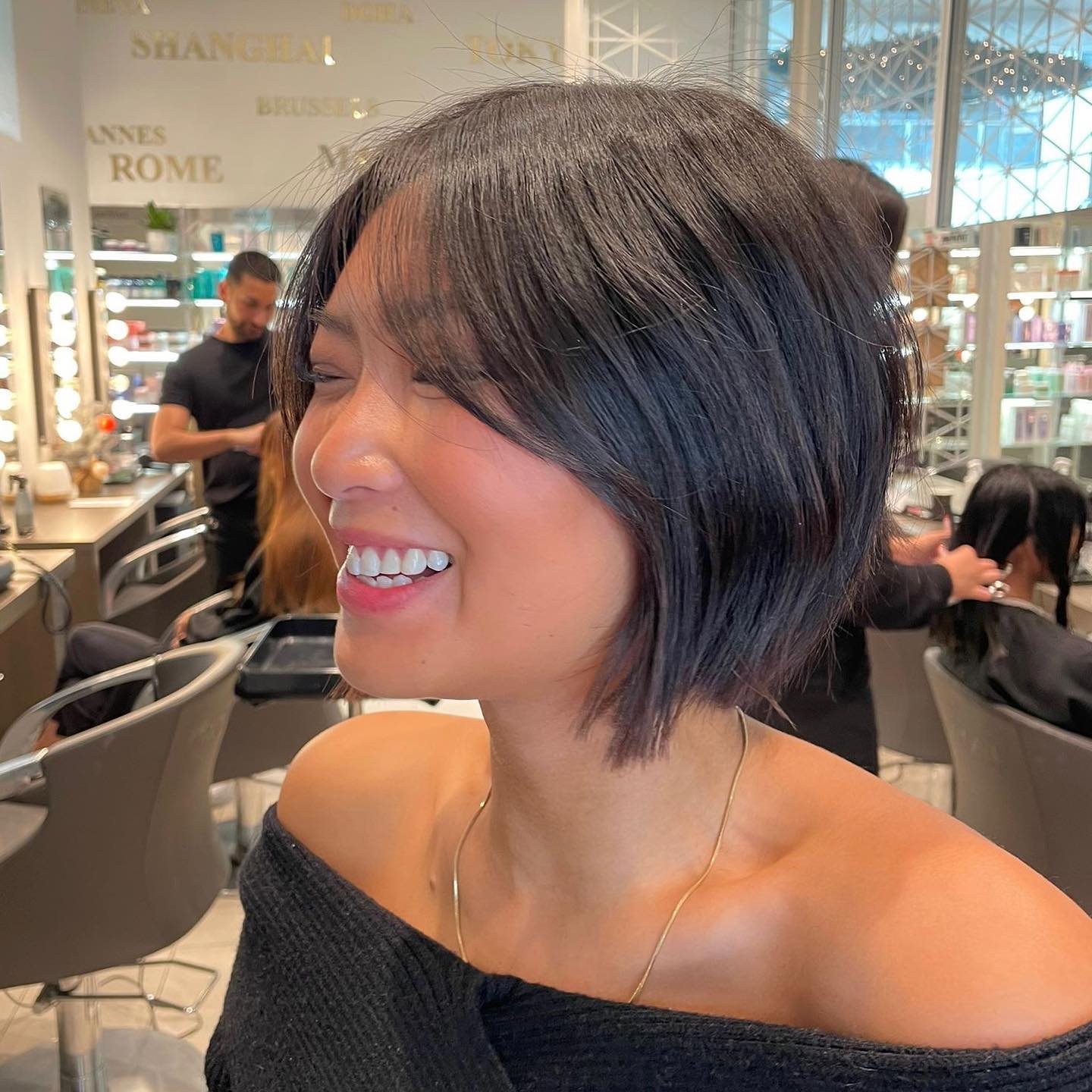 face-framing short bob with layers