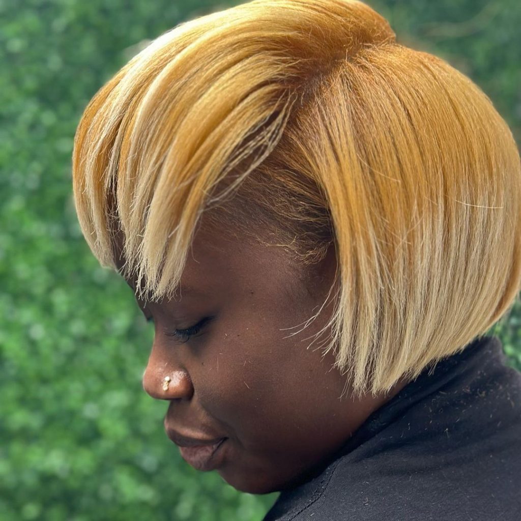 blonde short bob cut for thick african american hair