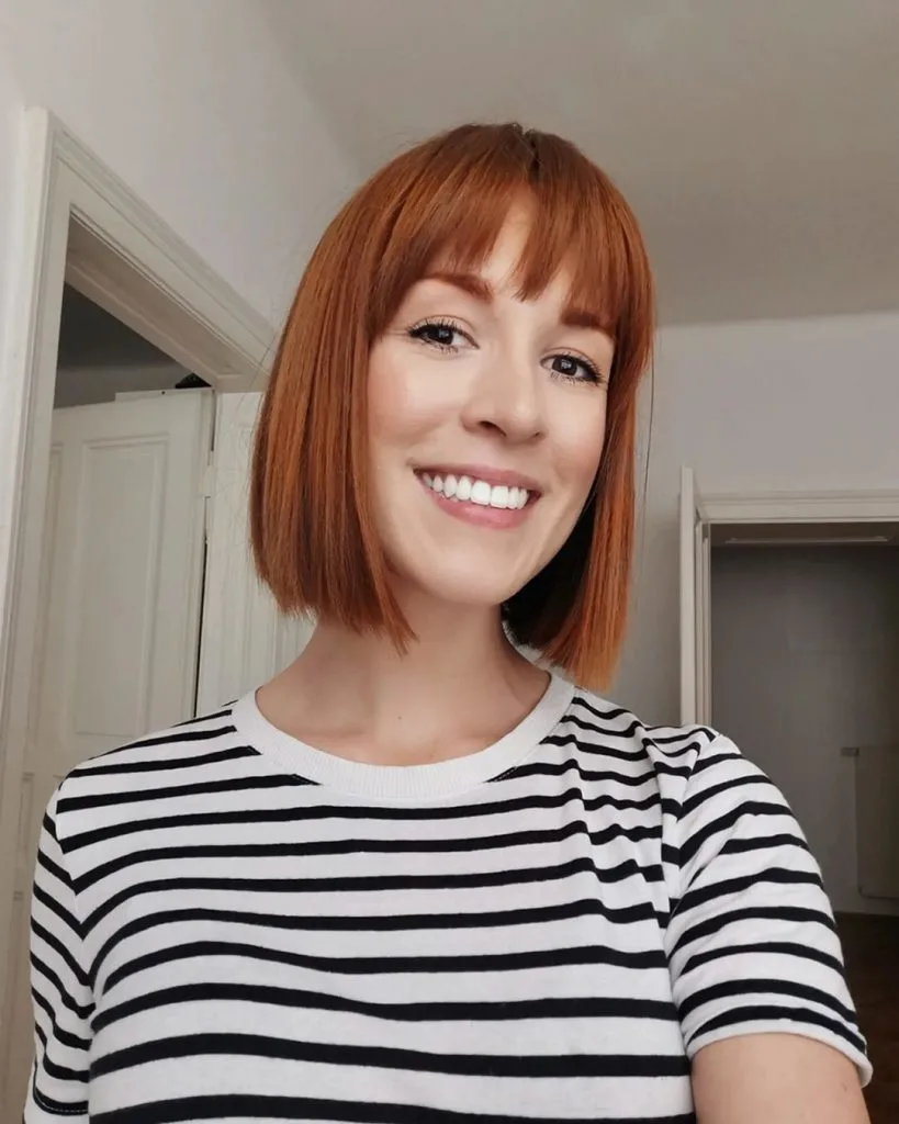 blunt bob with bangs for fine hair